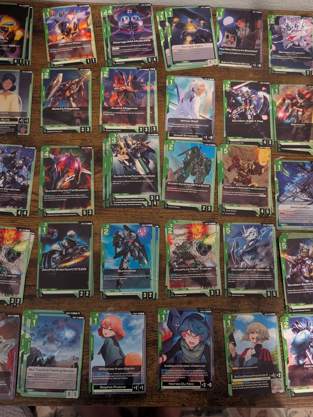 Lot 88 Near Mint Assorted Gundam Bandai Card Game Trading Cards (Green)